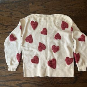 Boatneck heart cotton sweater